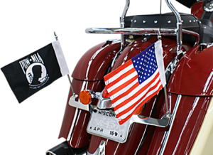 Lay-down license plate bracket & double flag holder for Indian Chief, Chieftain, Roadmaster 2014 & Newer