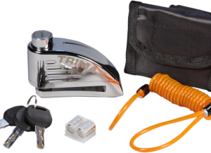 Hardened metal rotor/disc locks resist cutting, sawing and chisel attacks