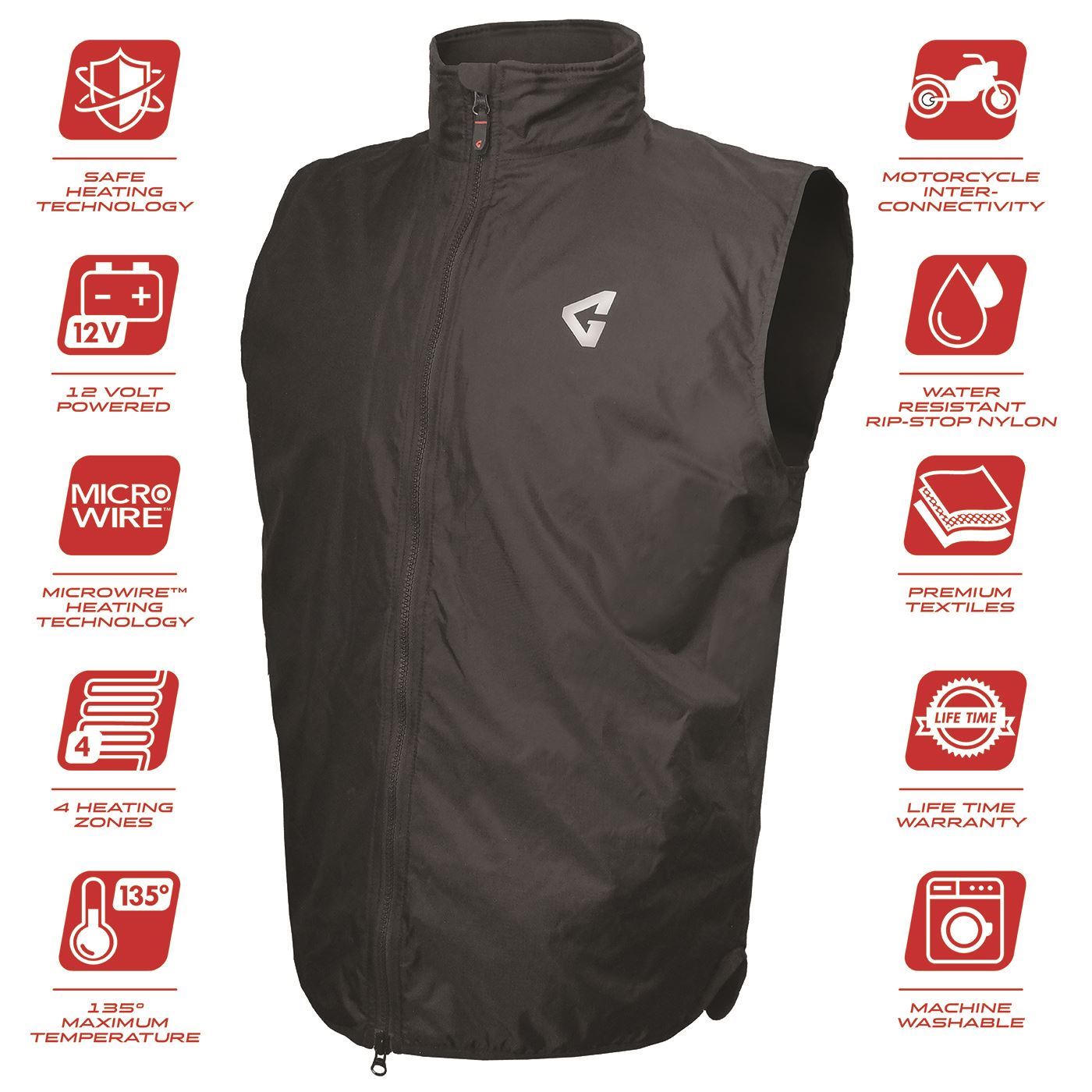 Gerbing 12V Heated Jacket Liner - Unisex For Motorcycle Snowmobile ATV/UTV