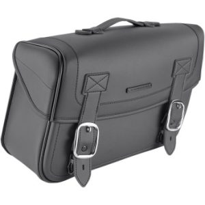Made of a durable combination of materials, including Saddlemen’s Leathertec, chrome-plated brass and a tough plastic frame Features chrome buckles and with lockable, quick-release hidden buckles Available in Throw-over mounting, which quickly releases saddlebags from bike Carry handle included Saddlebag support brackets (sold separately) are strongly recommended