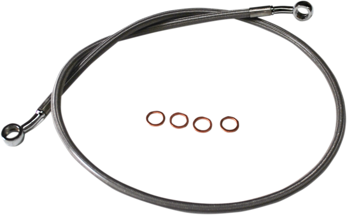 Stainless braided kits include clutch line, brake line and copper crush washers