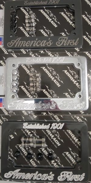 CI-2010B Black License Plate Frame - Engraved with "Established 1901" and "America's First" Standard U.S. Plates