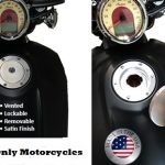 Indian Only Motorcycles We designed our gas cap to replace the stock gas cap that gets in the way when fueling with vapor recovery nozzles. Our cap is machined from billet aluminum and locks when on the bike. Unlock it and remove it to make fueling easier. Clear anodized satin finish with stainless hardware. The cap is vented.