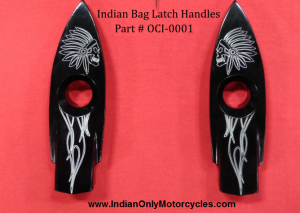 INDIAN ENGRAVED MOTORCYCLE SADDLEBAG LATCH HANDLE