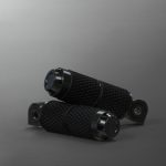 Replacement foot pegs installed at OE mounts. For Rider and Passenger available The foot pegs reduce vibrations and are covered with non-slip rubber. Crown foot peg design All parts are CNC machined and BLACKPearl anodized