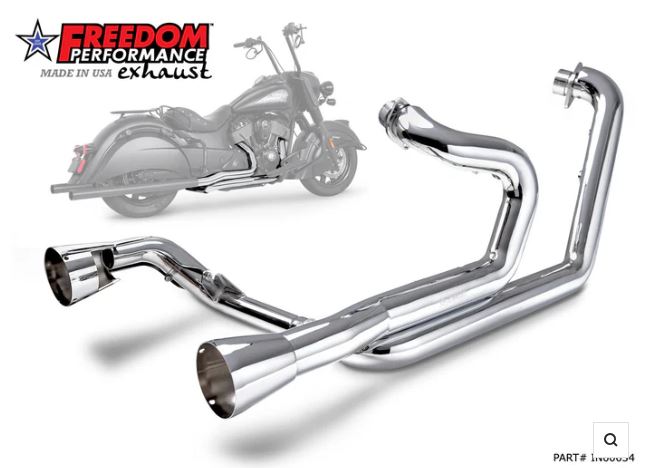Bike runs cooler, eliminates heat under the riders left side Front headpipe under frame is not restricted or reduces For small or larger motors 1 3/4 in. headers and 220° 16 gauge heavy-duty full coverage 2 1/2 in. heat shields Compatible with many major manufacturer's slip ons 02 ports and plugs provided fro early models Included Items: (1) Chrome front head pipe with heat shield (1) Chrome rear head pipe with heat shield (1) Chrome crossover pipe with heat shield (2) Chrome muffler cones (1) Steel mounting bracket (1) T-Bolt clamp #60 (9) Hose clamps #24 (2) 10mm-1.50 x 45mm Socket cap head bolts (1) 3/8"-16 x 3/4" Carriage bolt (1) 5/16"-18 x 5/8" Serrated flange hex head bolt