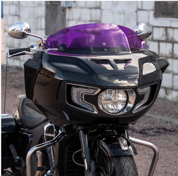 The excellence of the Flare® Windshield hasn’t gone unnoticed in the industry. In fact, it was honored with the prestigious "Nifty 50" award by Powersports Business magazine, recognizing it as one of the top products for 2021. This award highlights products that are innovative, provide exceptional value, and deliver outstanding performance—qualities that define the Flare® Windshield. The Kolor Flare® Windshield offers more than just an upgrade—it redefines what a windshield can do for your ride. With unmatched design and bold new colors, Klock Werks is setting a new standard in the industry. Now is the time to bring both performance and personality to your Indian Challenger or Pursuit.
