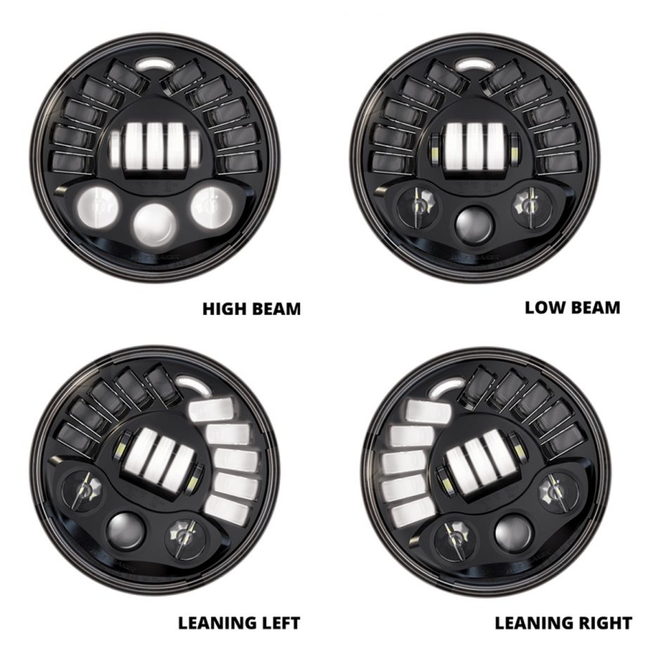 Adaptive LED Indian Headlight Black or Chrome
