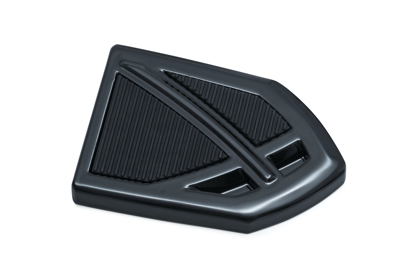 Complement the aggressive look of Kuryakyn Phantom Floorboards with this direct replacement for the stock brake pedal pad. The modern, aggressive design features sharp angular lines combined with quality aluminum and EPDM rubber pads for stability and traction when applying the rear brake