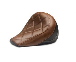 The Standard Touring solo keeps the old-school bobber styling intact, while also delivering a significant upgrade in rider comfort and positioning. The 13” wide solo is 2” wider than stock with a contoured bucket that offers excellent lower back support, keeps the rider at a similar reach to the controls and eliminates sliding back in the saddle so you can ride hard and rack up the miles. Choose smooth and textured black vinyl, or opt for the classic contrasting distressed brown with textured black vinyl. Which ever you choose, both are guaranteed to enhance style with large diamond-stitched center panels and reinforced double stitching on the sides. 13” wide driver bucket offers 2” more room than the stock Scout Bobber seat Increases rider comfort and positioning while enhancing bobber styling with its custom look Maintains a similar reach to the controls and ground compared to stock Contoured driver bucket for good lower back support and to keep riders from sliding back Available in contrasting smooth and textured black vinyl, or distressed brown and black textured Large diamond-stitched center panel, with reinforced double stitching on the side panels Proprietary polyurethane-based foam compound offers comfort, support, and retains its shape Lightweight and durable marine-grade fiberglass seat pan Front Width: 13" Weight: 7.5 lbs Part Number: 76842 Price: $389.99