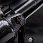 Shock mounting caps for lower and upper shock mounts. This set include 4 beautiful caps, Crown design. Easy to install onto the OE mounting hardware. Utilizes set screw to install the cap over the OE hex nut. All parts are CNC-machined and BLACKPearl anodized. Fits Chief Bobber Dark Horse 116, Super Chief Limted 116, Chief Dark Horse 116