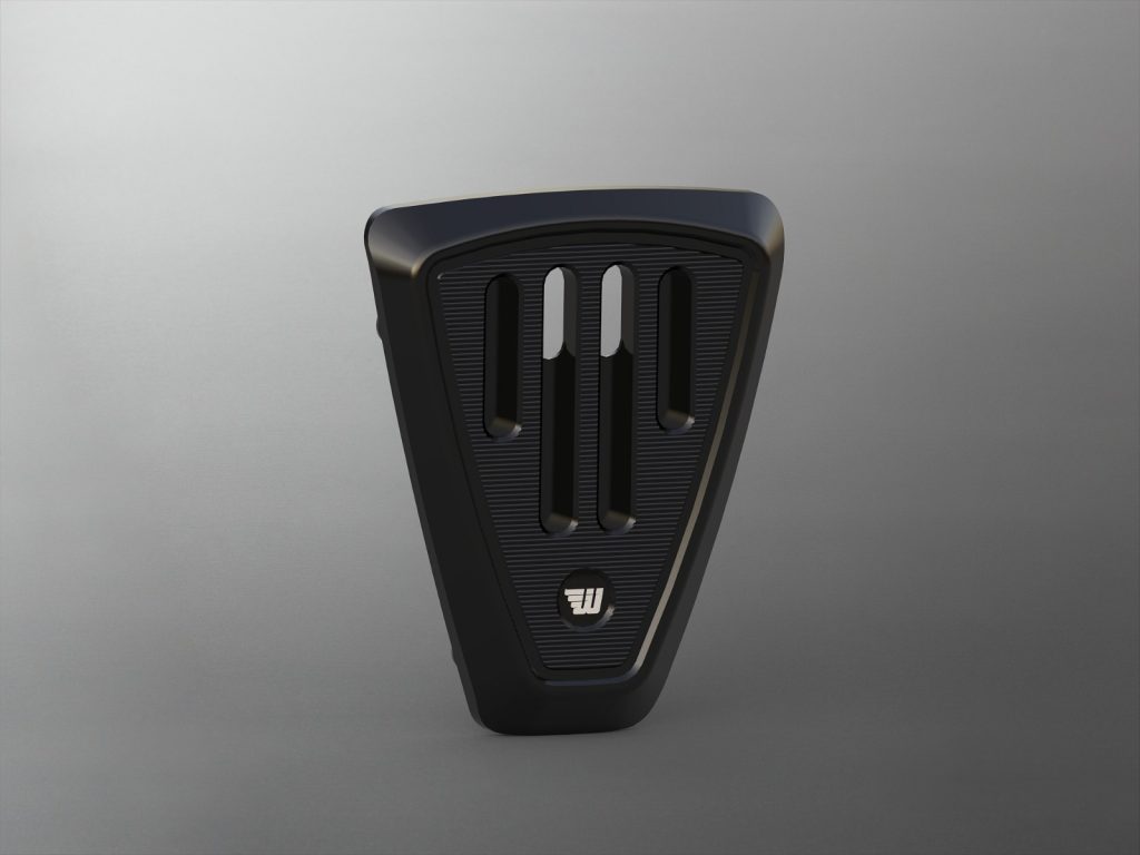 This thermostat cover will give your Indian Scout a new and upscale look. Billet aluminum machined, pearl blasted and black anodized It will cover up the simple looking original housing. Scope of delivery includes the thermostat cover and mounting material.