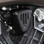 This thermostat cover will give your Indian Scout a new and upscale look. Billet aluminum machined, pearl blasted and black anodized It will cover up the simple looking original housing. Scope of delivery includes the thermostat cover and mounting material.
