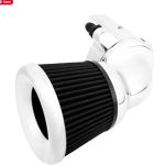 Arlen Ness® Velocity 90 Air Cleaners feature a forward-facing intake design positioned at a 90° angle. The intake's 90° angle with it proprietary Velocity filter results in more horsepower & torque, without sacrificing legroom Engineered to increase airflow to the engine for increased horsepower & torque Performance air filter is made from black pre-oiled cotton media for the best in airflow & filtration Includes throttle body cover Finish: Chrome backing plate & Chrome elbow Rain Sock / Pre-Filters available separately Fitment: 2014-up Indian Motorcycle® Chief or Chieftain models with 111" & 116" Thunderstroke® Engines (Will not fit Challenger models)